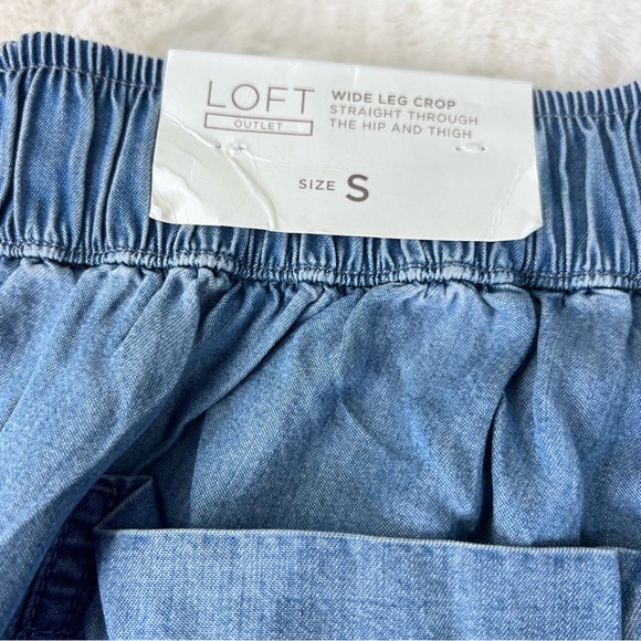 LOFT CHAMBRAY WIDE LEG CROP PANTS Size Small - Picture 11 of 12